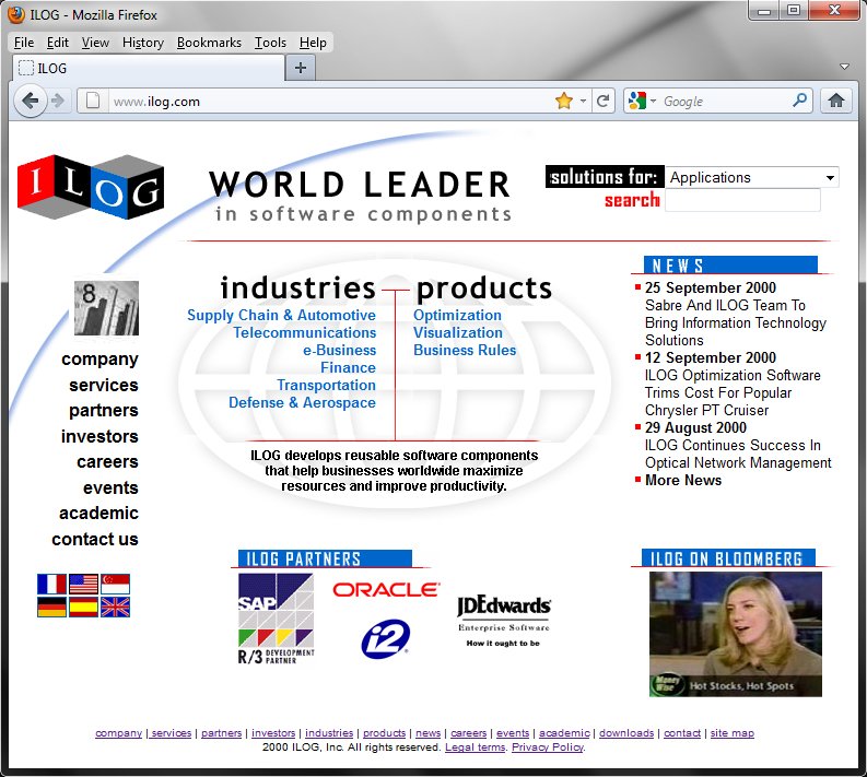 ILOG homepage 2000