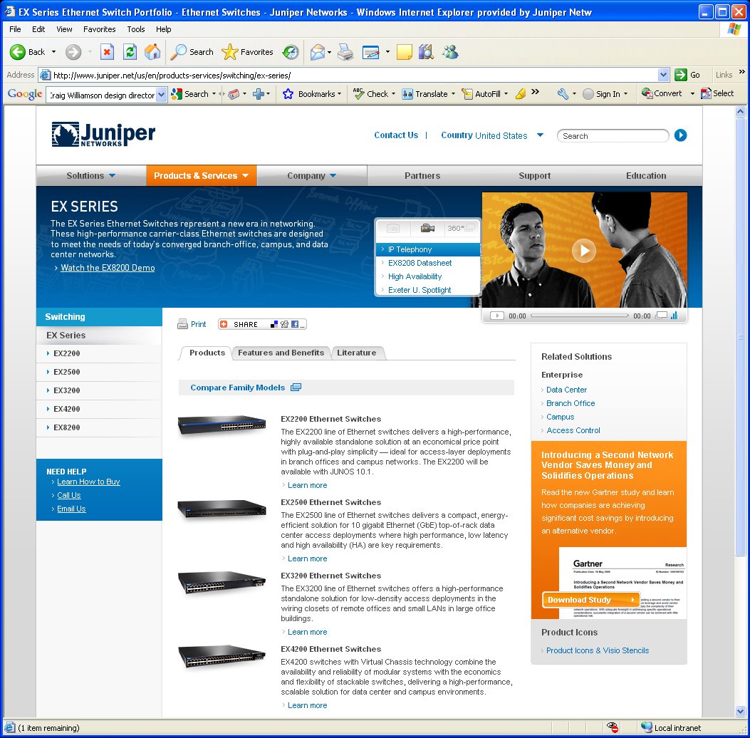 Juniper Networks hardware page 2009