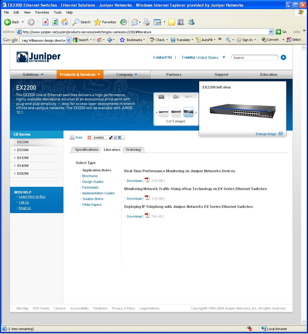 Juniper Networks hardware page 2009