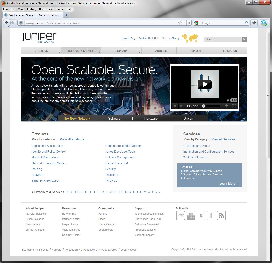 Juniper Networks product page 2011