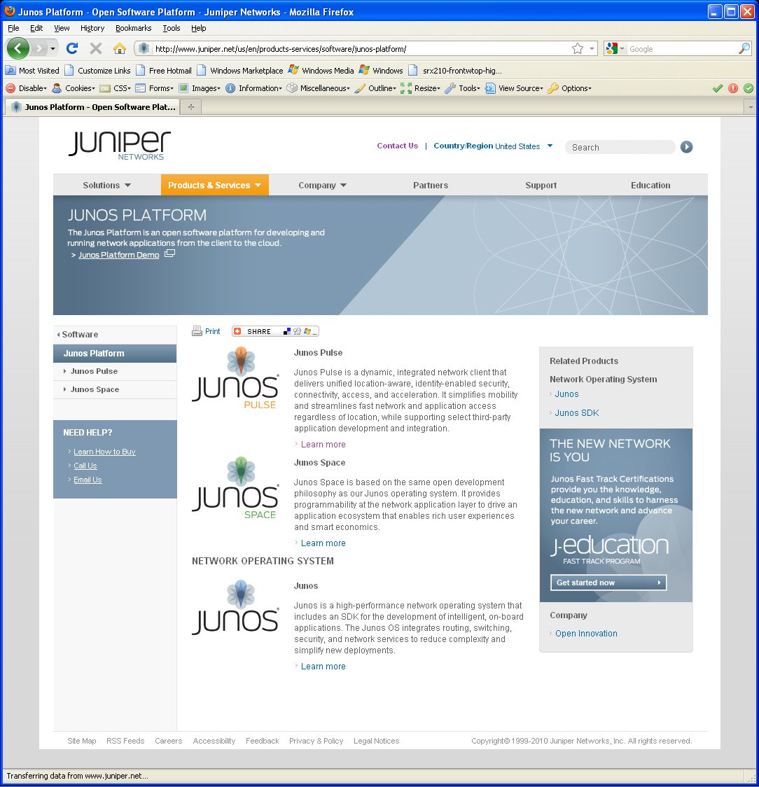 Juniper Networks software page 2010